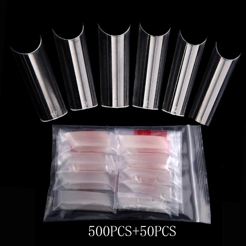 500pcs XL Long False Nail Tips C Curve  Artificial Square Full Cover Nails Tips Clear Manicure Extra Long False Nail Art Salon