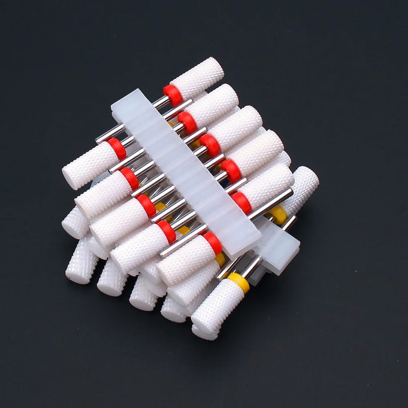 10pcs Ceramic Nail Drill Bits Set Milling Cutter for Electric Manicure Bit Flame Corn Files Pedicure Machine Polish Accesoires