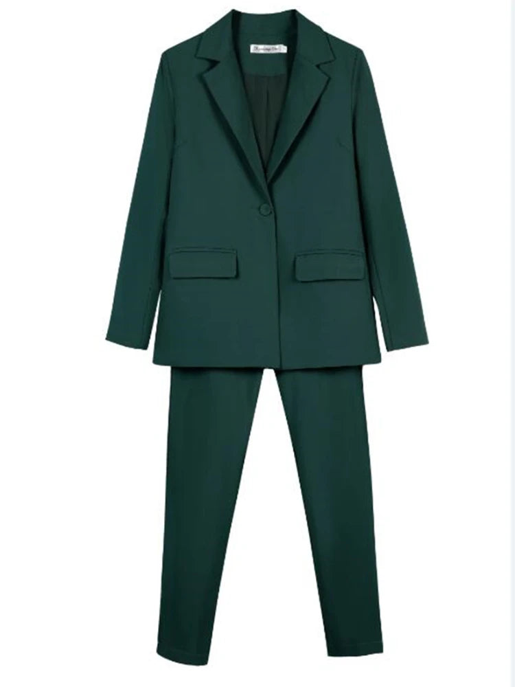 Work Pantsuits OL 2 Piece Set For Women Business Interview Uniform Slim Blazer And Pencil Pants Office Lady Suit Female Outfits
