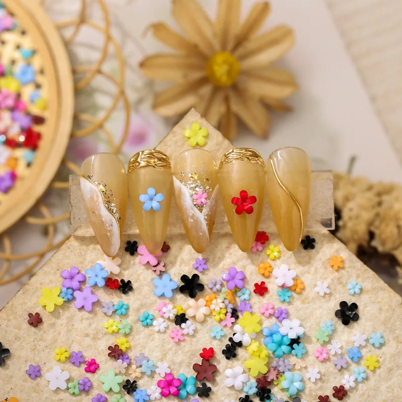 1 Pack 3D Acrylic Flower Nail Parts Decoration Mixed Steel Beads Gems Charms Kawaii Nail Supplies For Professional Accessories