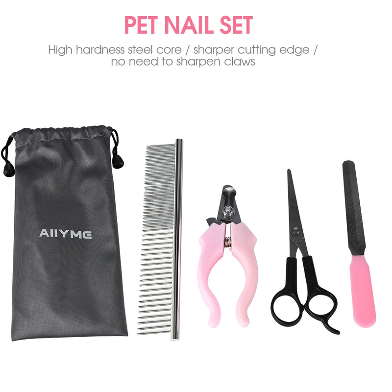 4 In 1 Grooming and Care Dog Products Pet Nail Clipper Trimmer Scissors Hair Comb Hairdressing Scissors Nail File Cat Cutter