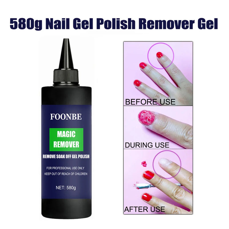 FOONBE Magic Burst Gel Polish Remover Gel Soak Off Sticky Layer Cleaner Nail Degreaser Semi-Permanent Clear Nail UV Remover Glue