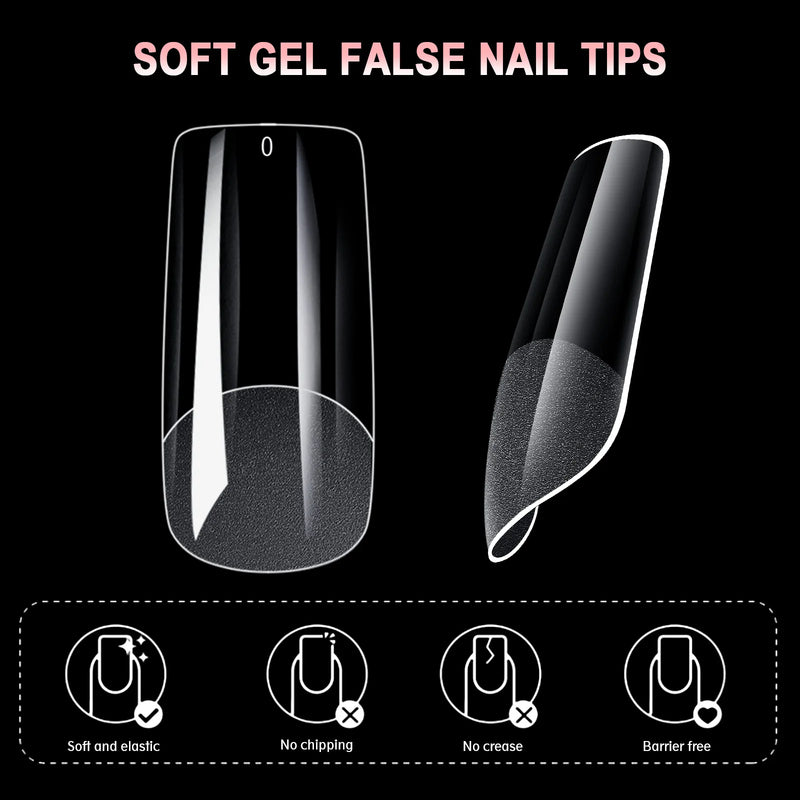 600Pcs Full Cover Press On Nail Tips Stiletto Almond Square Coffin French False Fake Soak Off Gel Nail Extension Tips Capsule