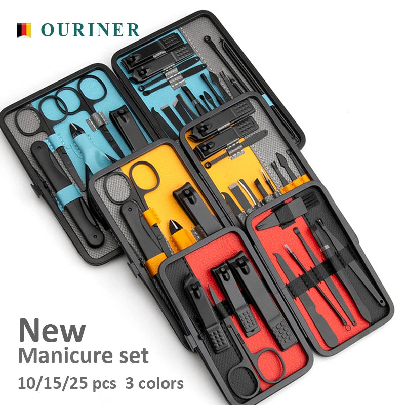 Manicure Set 10/15/25 pcs Full Function Kit Professional Stainless Steel Pedicure Sets Nail Clipper With Portable Case Idea Gift