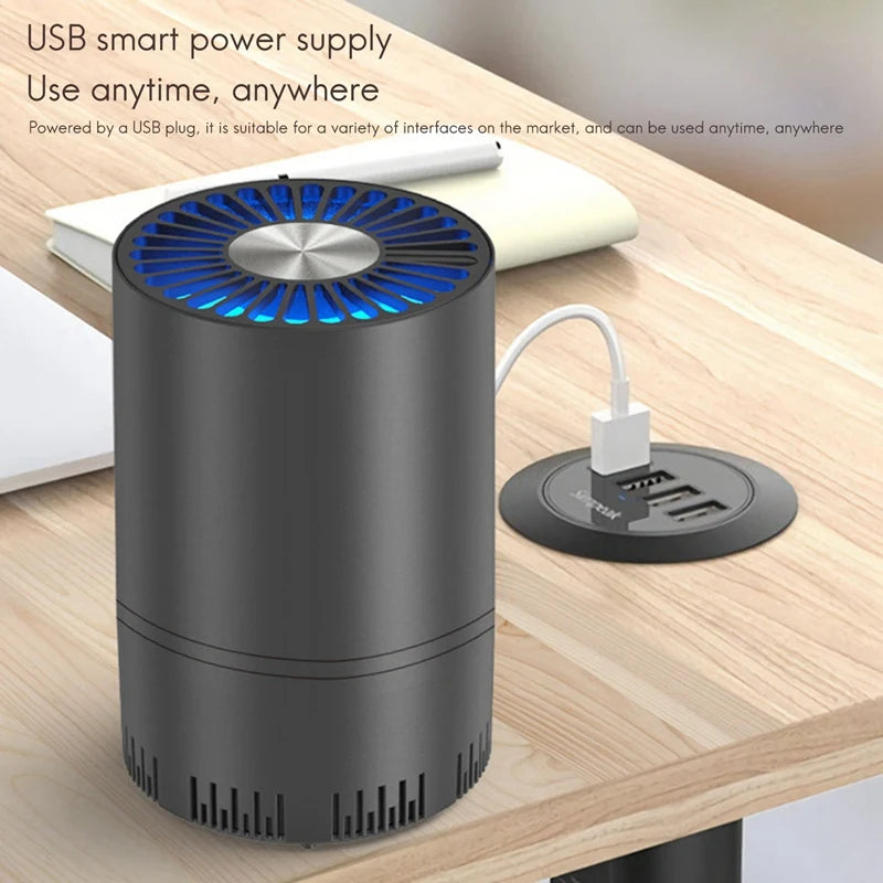Air Purifier Home Auto Smoke Detector Hepa Filter Car Air Purifier USB Cable Low Noise With Night Light Desktop
