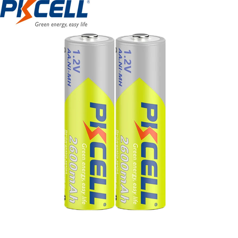 8PC PKCELL NIMH AA Battery 2600Mah 1.2V 2A Ni-Mh Double A Rechargeable Batteries And 2PC AA Flashlight Toys Battery Case Boxes