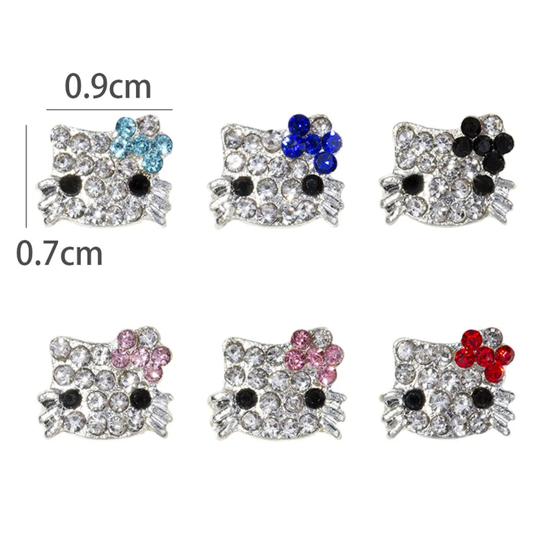60/30/10PCS Hello Kitty 3D Nail Charms Alloy Full Diamond Jewelry Nail Rhinestone Charms Crystal Nail Manicure Cartoon,MINISO