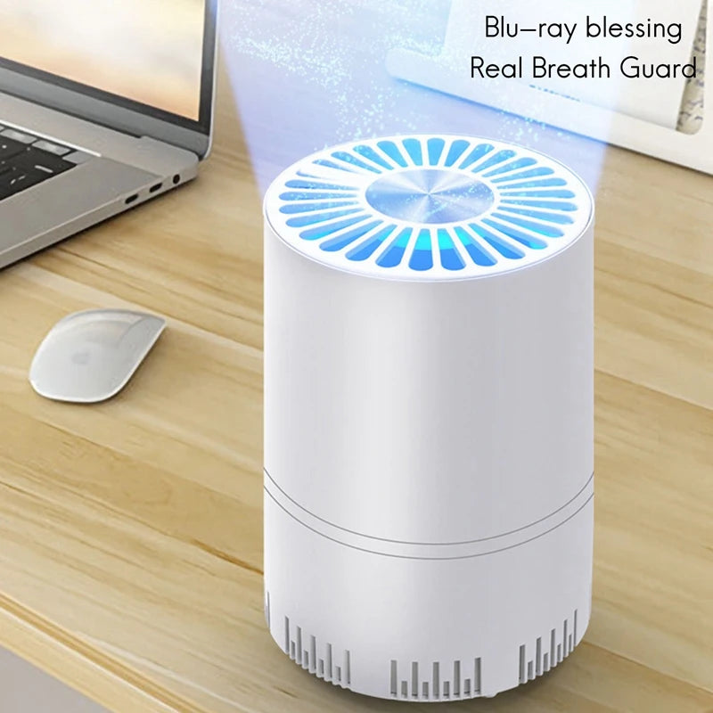 Air Purifier Home Auto Smoke Detector Hepa Filter Car Air Purifier USB Cable Low Noise With Night Light Desktop