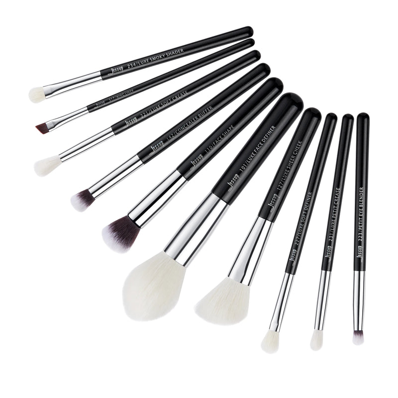 Jessup 10pcs Makeup Brushes Set Beauty tools Make up Brush Cosmetic Foundation Powder Definer Blending Eyeshadow Wing Liner