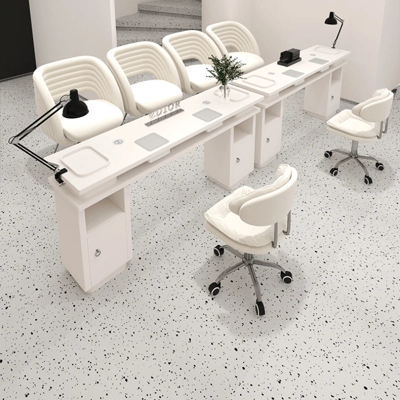 White European Nail Desk Chair Set Professionals Manicure Nail Table Nordic Aesthetic Tavolo Per Unghie Salon Furniture