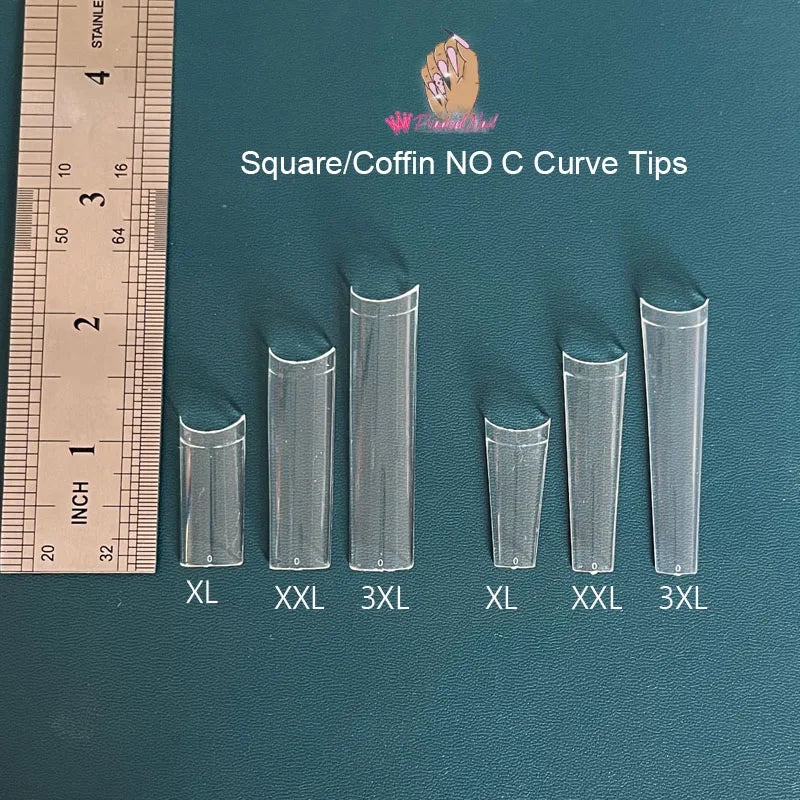 500pcs/box XXL Straight Square Extra Long Acrylic Nail Tips No C Curve Half Cover Artificial False Tip Nails Tool