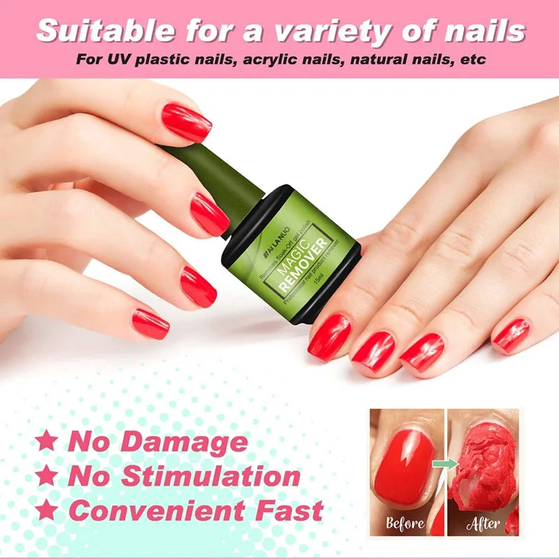 Magic Remover Gel Nail Polish 3-5 Mins Fast Remover Manicure Degreaser 15ml Soak Off UV LED Burst Removal Cleaner Nail Art Tool