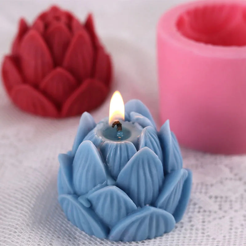 Aromatherapy Candle Silicone Mold 3D Lotus Flower Shape Soap Silicone Mould DIY Peony Handmade Soap Model Plaster Mold