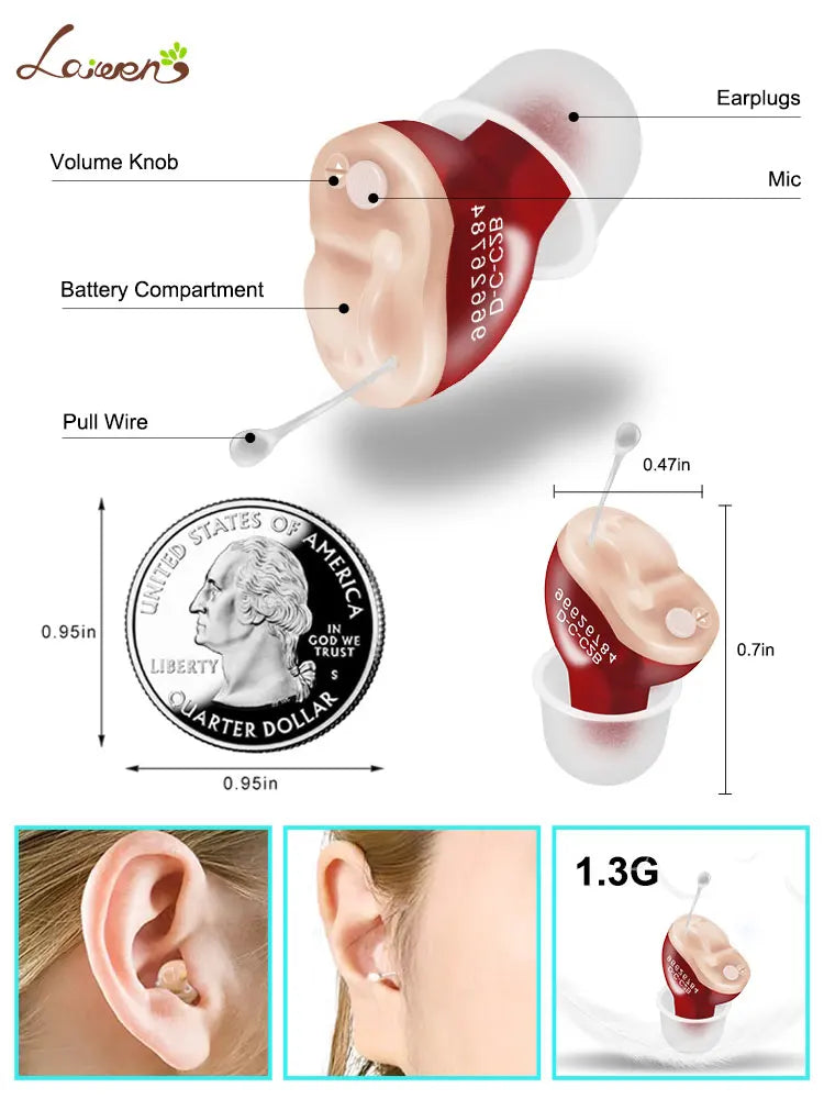 Hearing Aid Invisible Adjustable Wireless Hearing Aids Mini CIC Left/Right Ear Sound Amplifier For Adults Elderly Severe Loss