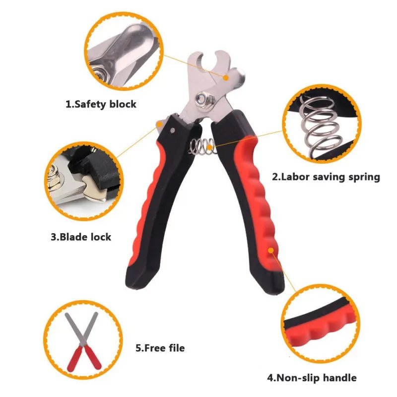 Dog and Cat Nail Clippers and Trimmers with Safety Guard to Avoid Over Cutting Toenail Grooming Razor with Nail File