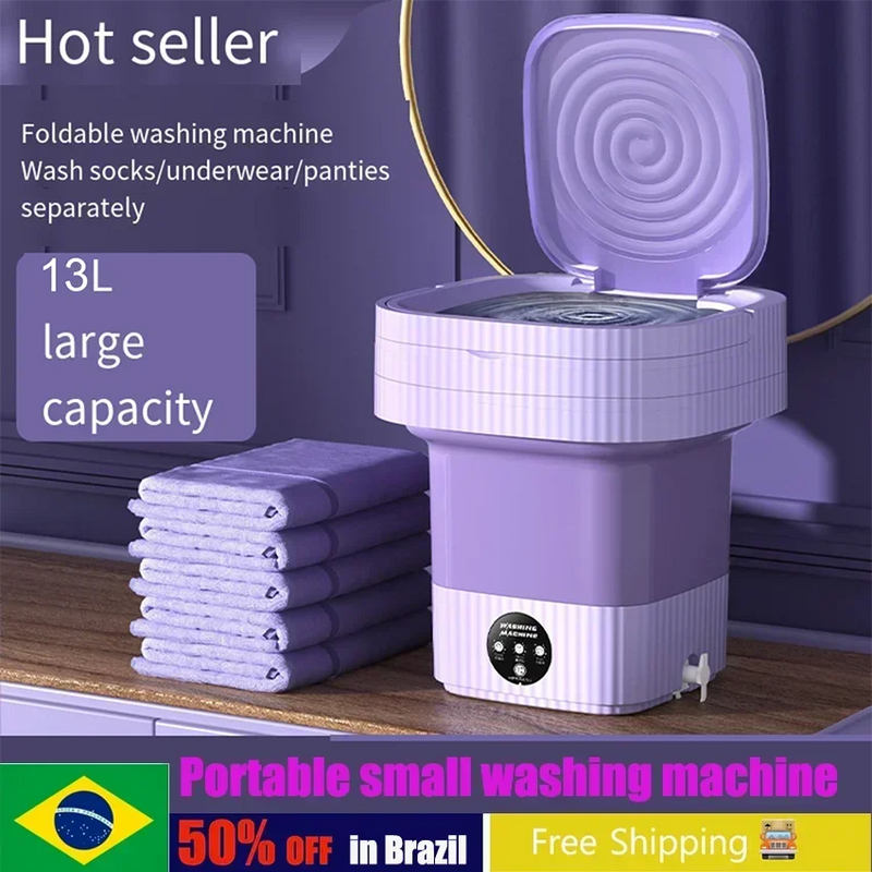 13L Portable Folding Washing Machines Large with Dryer Bucket for Clothes Underwear Sock Small Washer Travel Home Mini Machine