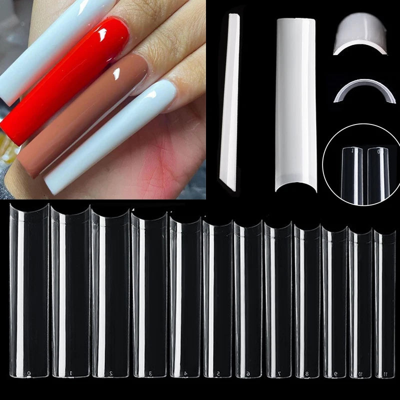 3XL Long Coffin Nail Tip 5.5CM 3XL Square Nail Tips Full Cover Square Tapered Clear Tips Stiletto XXXL Straight Square Nail Tips