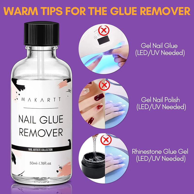 Nail Glue Remover Glue Off for False Nails , Makartt Press ON Nails Glue Remover Fake Nail Adhesives Remover Nail Glue Debonder