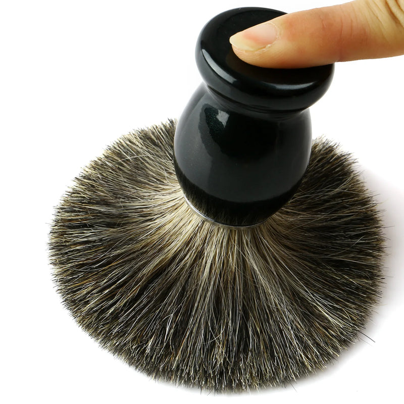 20mm Badger Bristles Hair Wood Handle Shaving Brush Gift Silver Collar Brush Beard Brush for Traditional Wet Shave