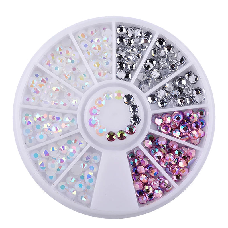 1 Box Colorful 3D Jelly AB Acrylic Wheel Nail Stickers Decoration DIY Nail Art Tips Jewelry Rhinestones Manicure Tools