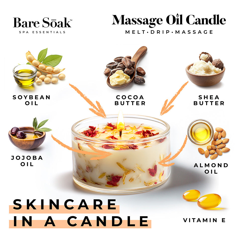 BareSoak Natural Beauty Massage Oil Candle 0.5 oz - Lavender 50pcs