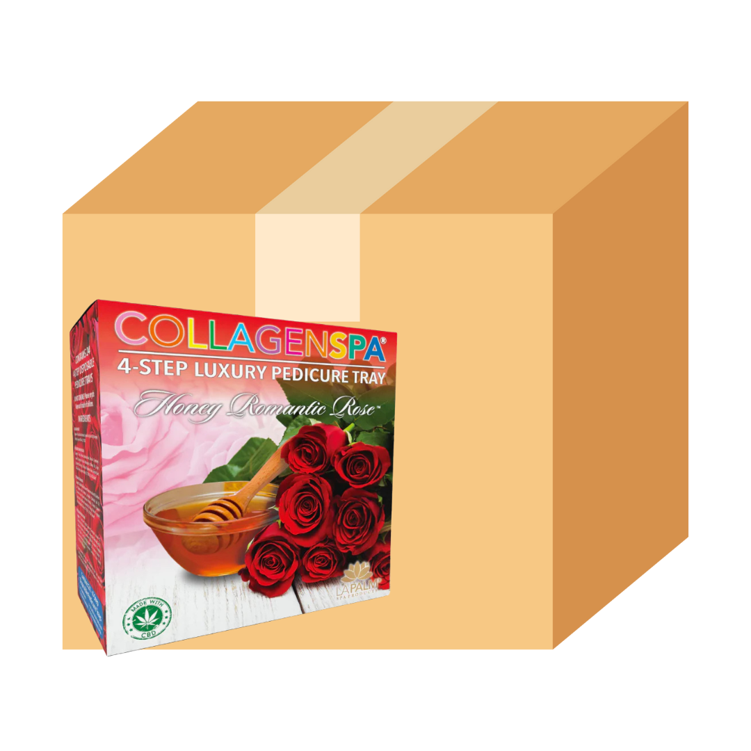 La Palm CollagenSpa 4-Step Pedicure Tray - Honey Romantic Rose - Case of 4 Boxes/96