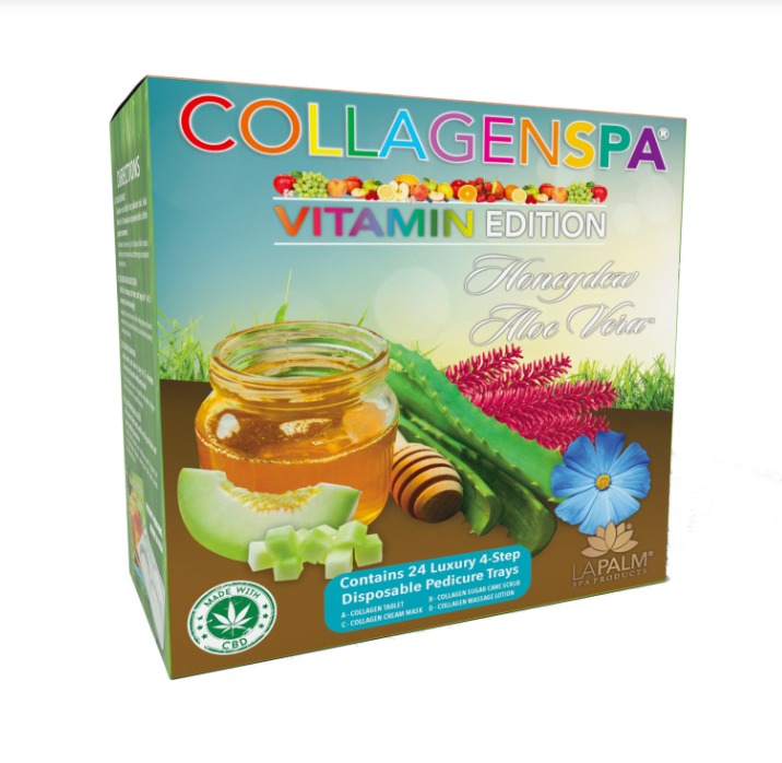 La Palm CollagenSpa 4-Step Pedicure Tray - Honeydew Aloe Vera - Case of 4 Boxes/96