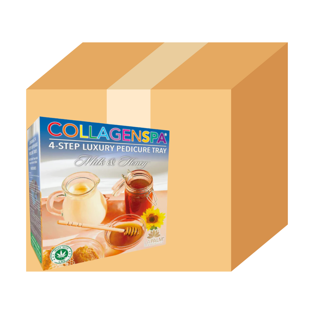 La Palm CollagenSpa 4-Step Pedicure Tray - Honey & Milk - Case of 4 Boxes/96