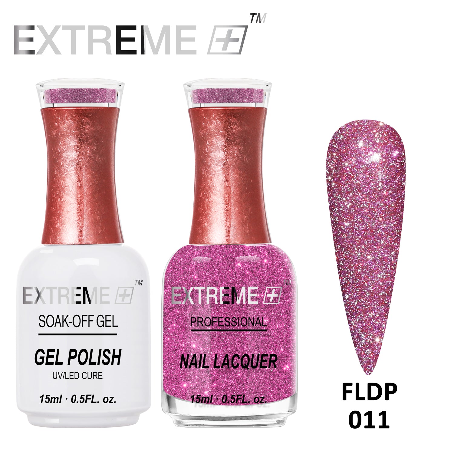 EXTREME+ Flashlight on Nail Reflective Glitter Gel Duo - #011 Hibiscus