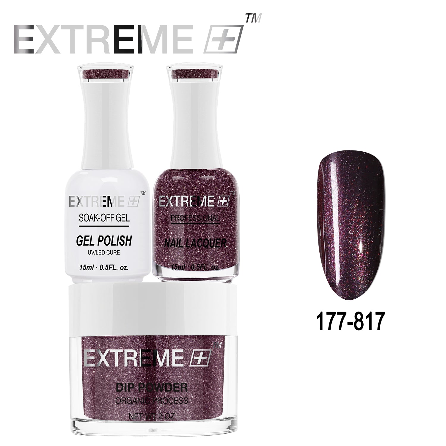 EXTREME+ All-in-One 3-in-1 Combo Set - Dip Powder, Gel Polish, and Nail Lacquer #177