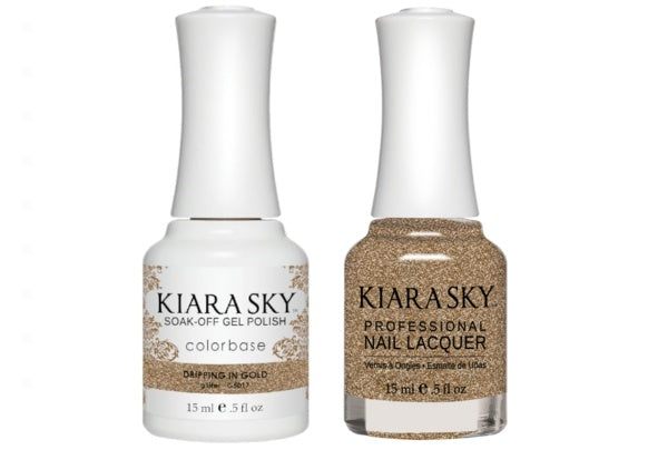Kiara Sky All-In-One GEL + MATCHING LACQUER (DUO) - 5017 DRIPPING IN GOLD