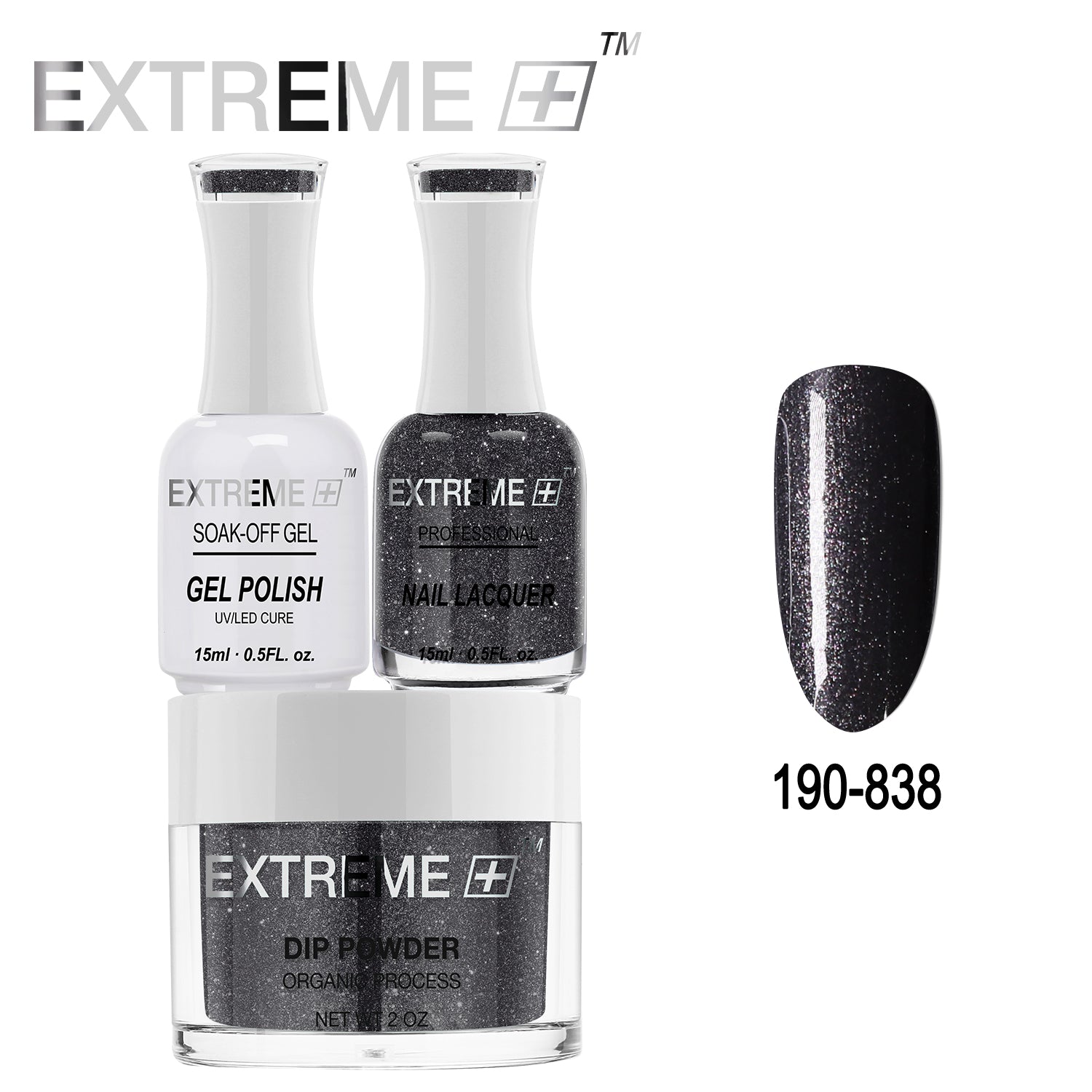 Bộ combo 3 trong 1 tất cả của EXTREME+ - Bột nhúng, sơn gel và sơn móng tay #190