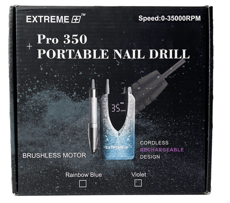 EXTREME+ Pro 350 -Rainbow Blue(Portable Nail Podiatry Drill + Slim Handpiece + 3 FREE) Bits