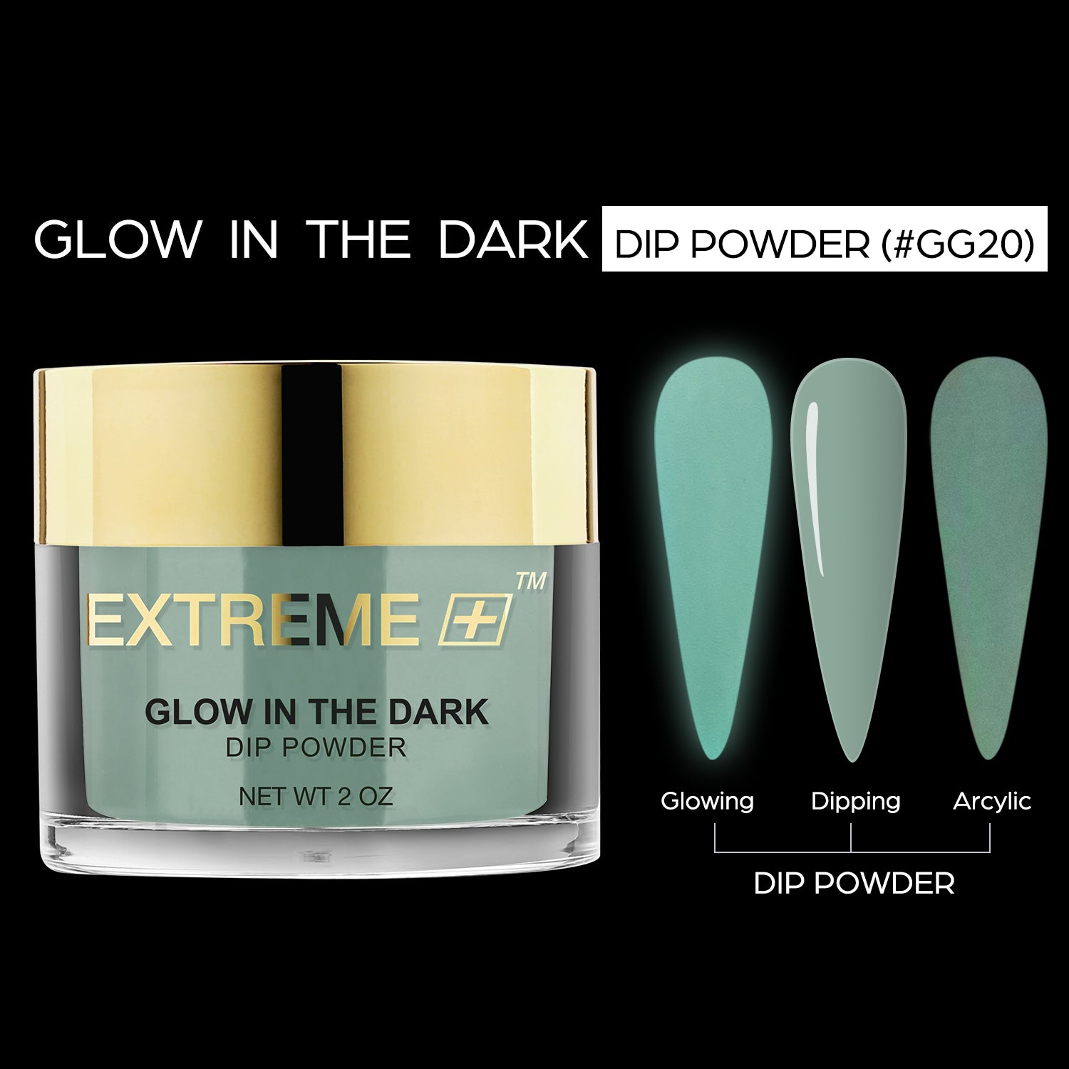 EXTREME+ SUPER Glow in the Dark Dip Powder 2 oz - #020