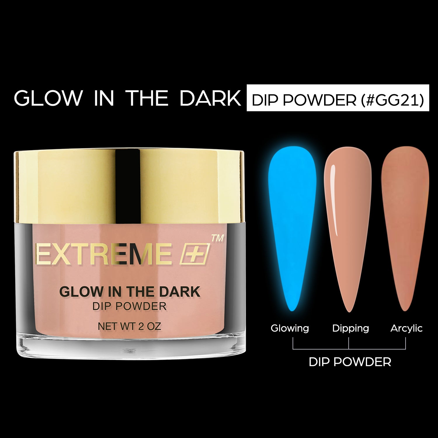 EXTREME+ SUPER Glow in the Dark Dip Powder 2 oz - #021