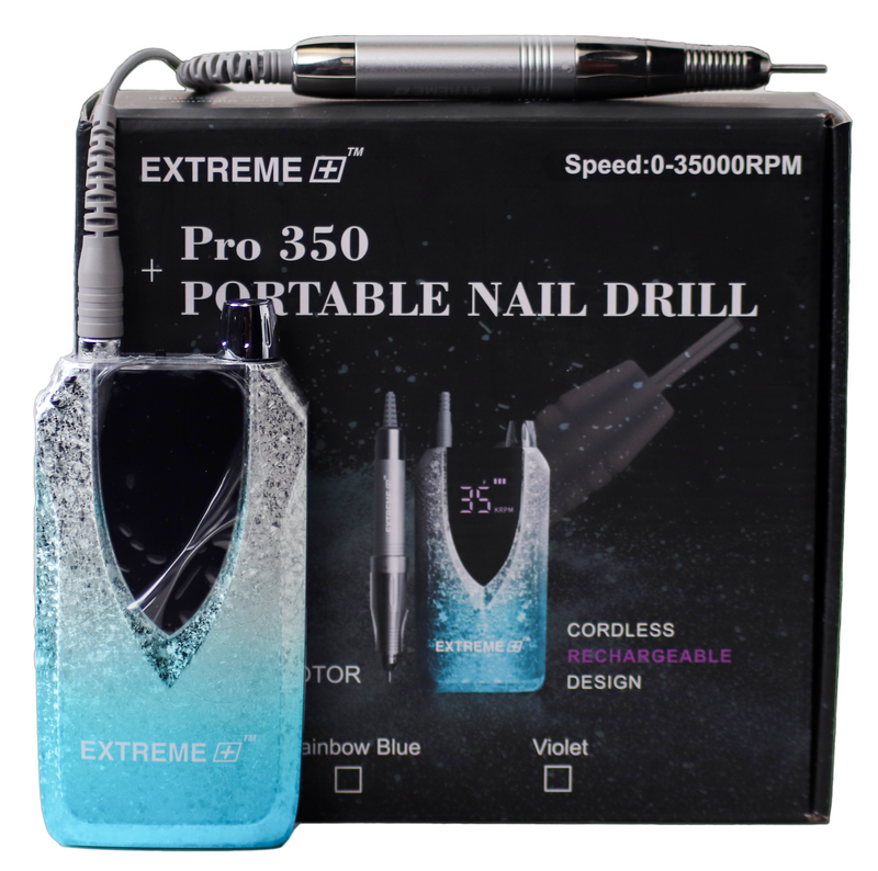EXTREME+ Pro 350 -Rainbow Blue(Portable Nail Podiatry Drill + Slim Handpiece + 3 FREE) Bits