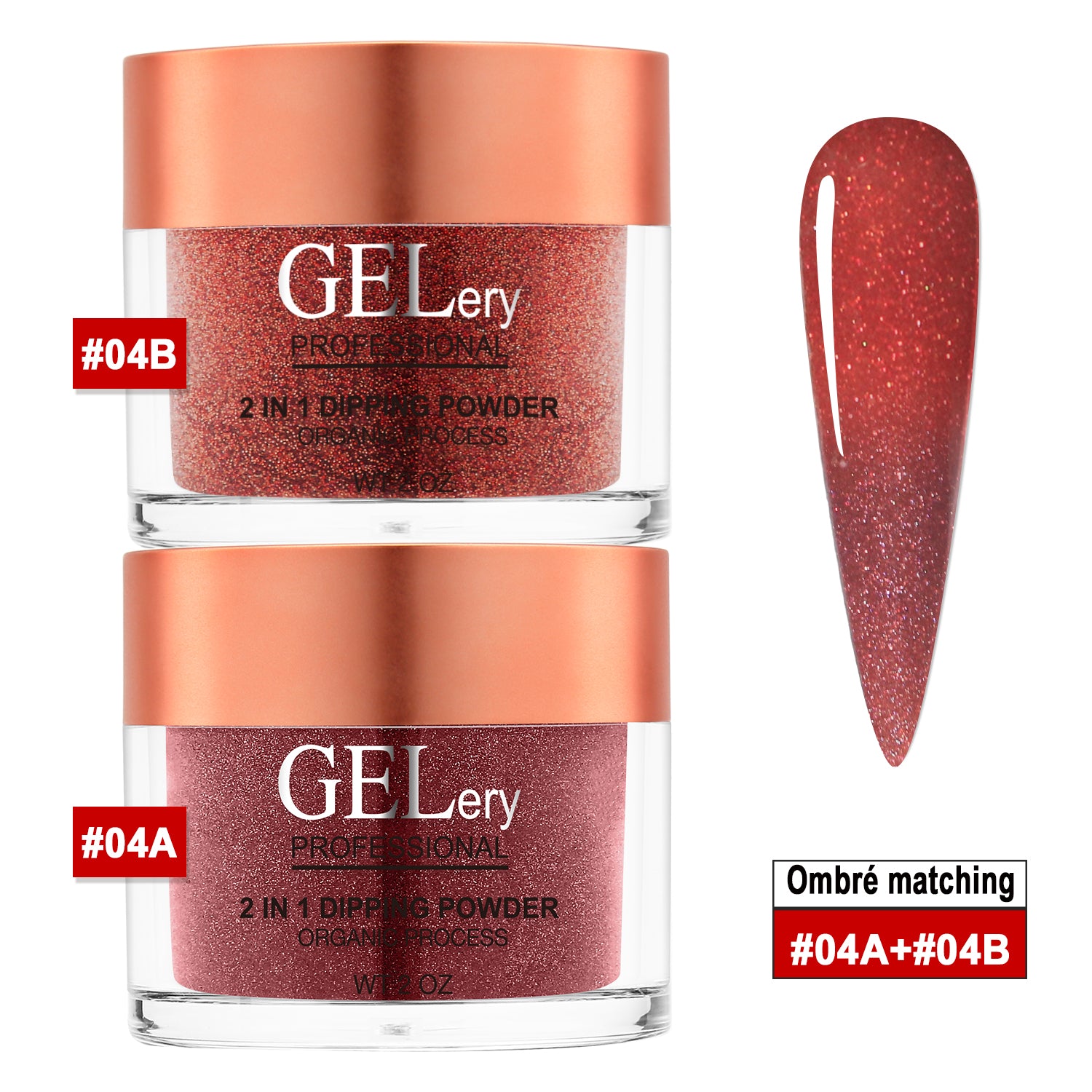 GELery Ombre Dipping Set - #4A + 4B - Free Easy Easy Ombre Base Gel 0.5oz