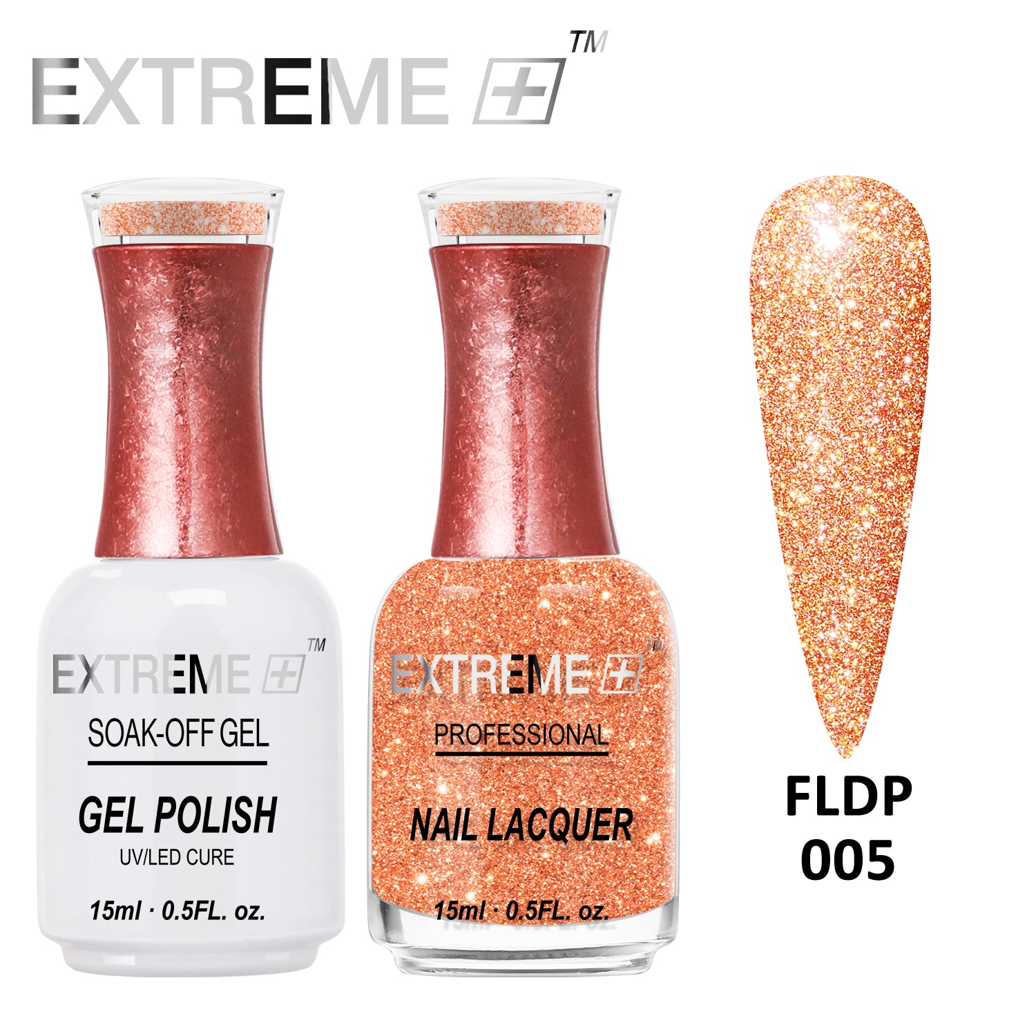 EXTREME+ Flashlight on Nail Reflective Glitter Gel Duo - #005 Caramel