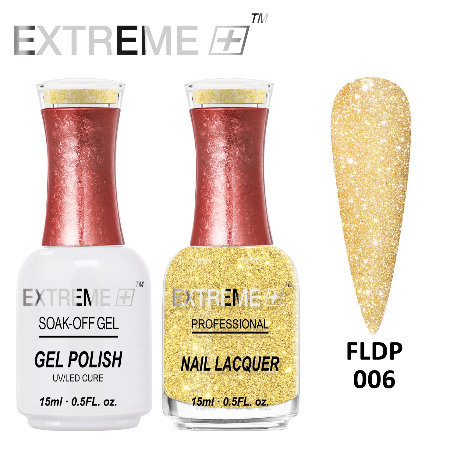 EXTREME+ Flashlight on Nail Reflective Glitter Gel Duo - #006 Bronzer