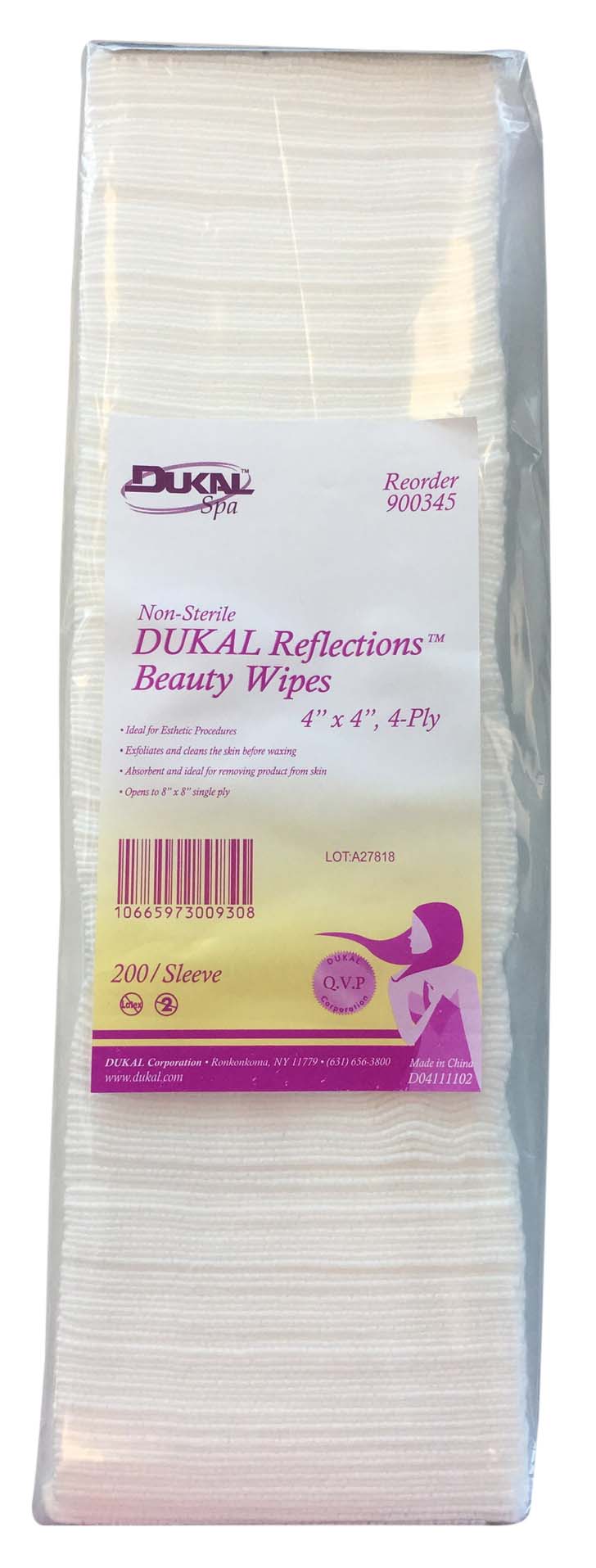 Dukal Reflections Beauty Wipes 4 X 4