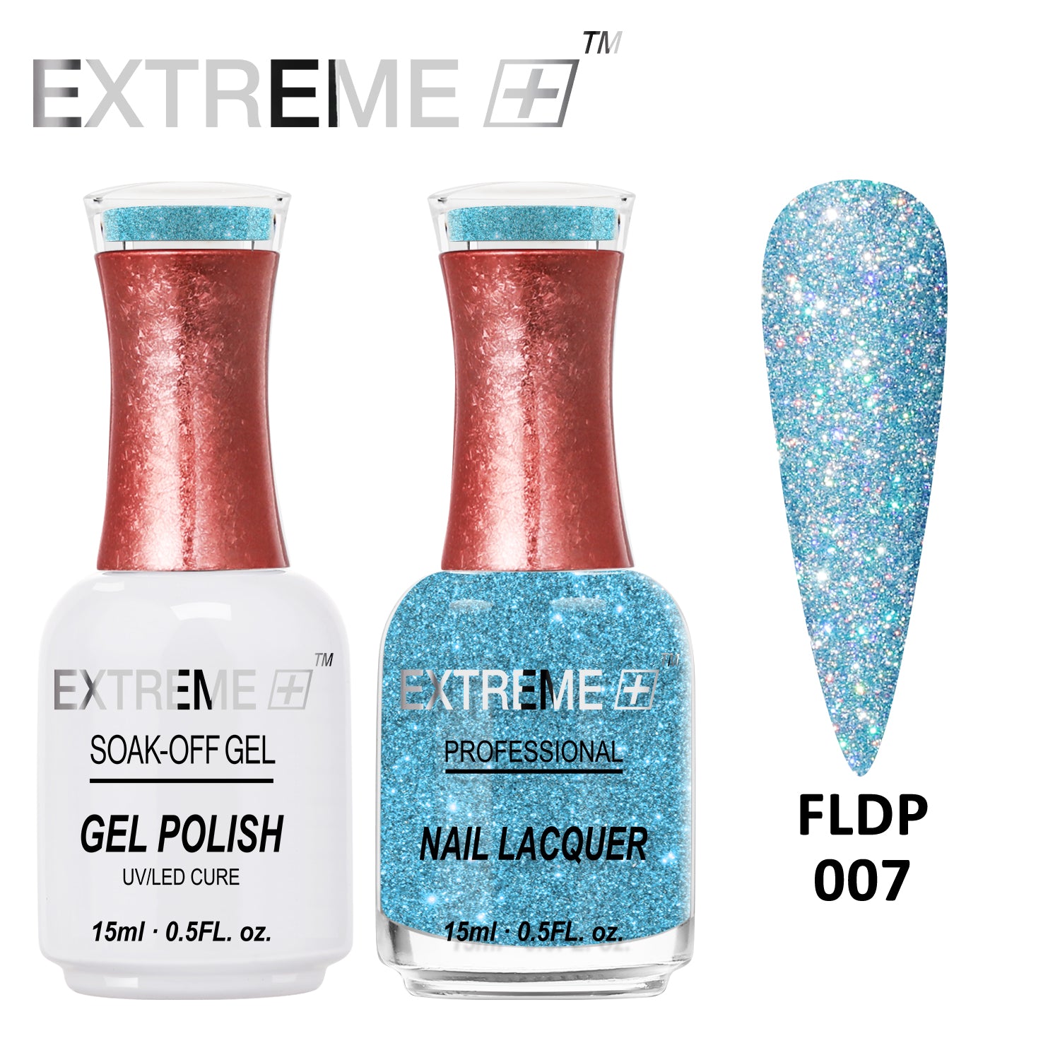 EXTREME+ Flashlight on Nail Reflective Glitter Gel Duo - #007 Azure