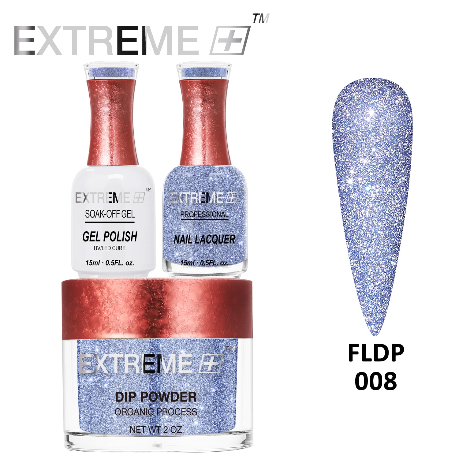 EXTREME+ Đèn pin trên Nail Bộ ba kim tuyến phản quang - #008 Pigeon