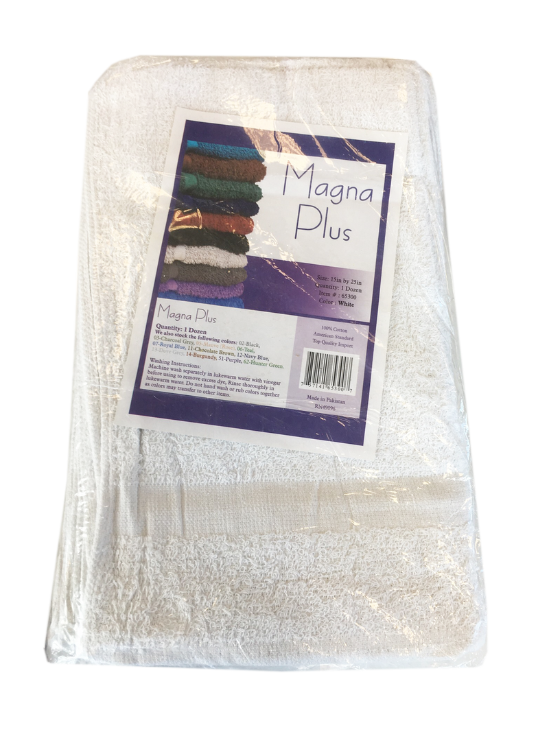 12 PCS Magna Plus Cotton Towels 100% Cotton - White