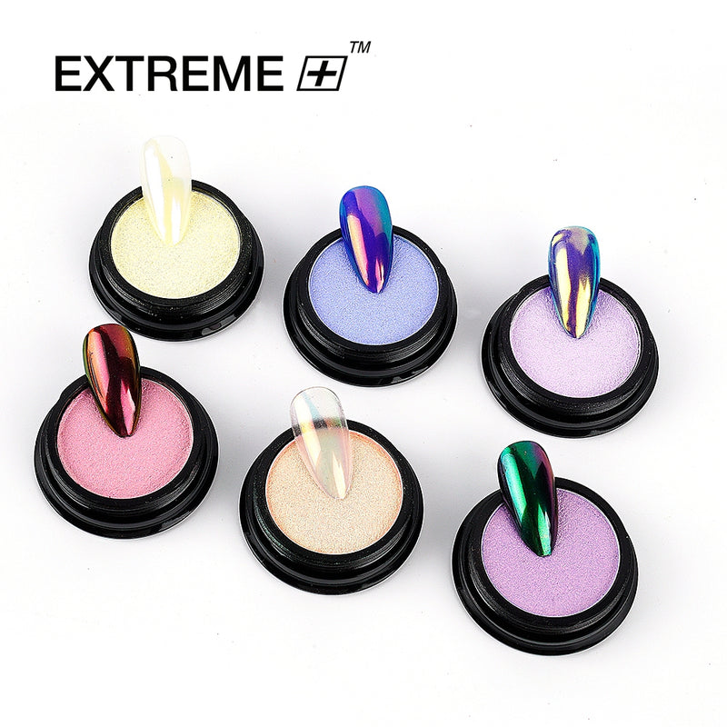 EXTREME+ Mirror Nail Glitter Aurora Powder Ice Kit 6 màu