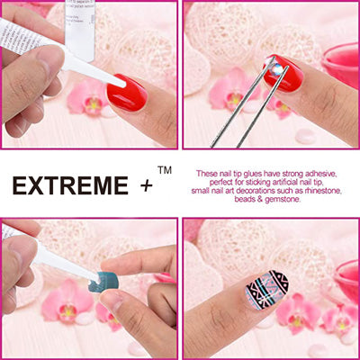 EXTRME+ Nail Tip Glue For Acrylic Nails Tips 4 Pcs - 0.07 oz for each glue