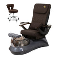 Falcon Pedicure Spa Chair Complete Set with Pedi Stool - Gray Base - Black Bowl - C01 Leather