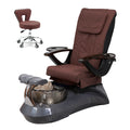 Falcon Pedicure Spa Chair Complete Set with Pedi Stool - Gray Base - Black Bowl - Diamond Leather
