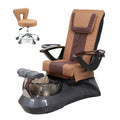 Falcon Pedicure Spa Chair Complete Set with Pedi Stool - Gray Base - Black Bowl - Diamond Leather