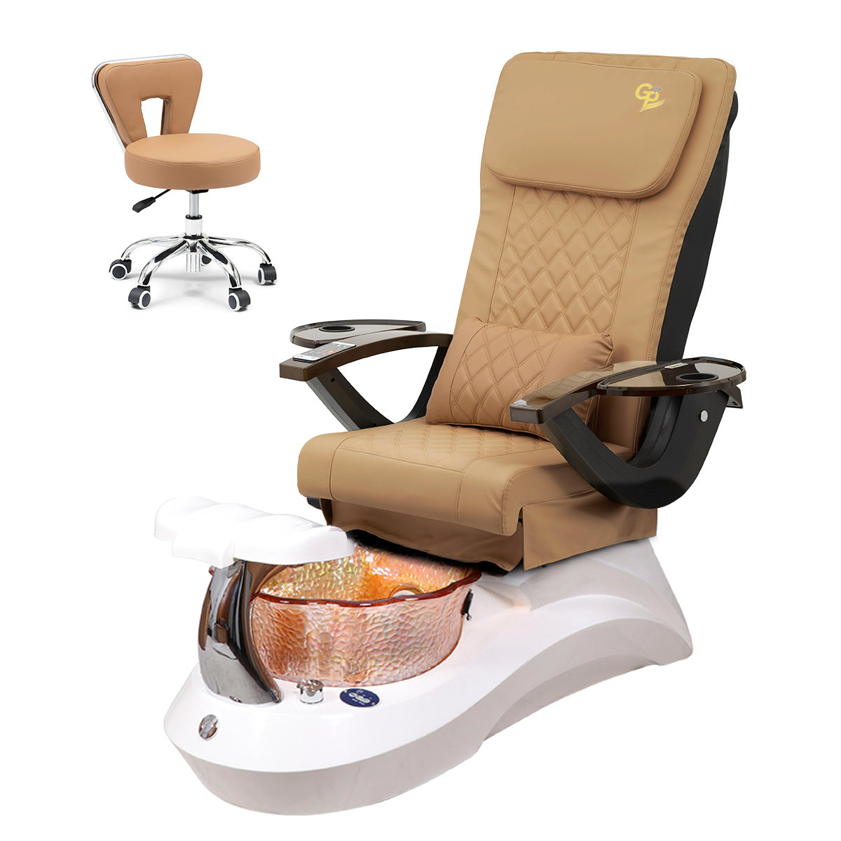 Ghế Spa Falcon Pedicure Trọn Bộ Kèm Ghế Pedi - Đế Trắng - Bát Cam - Da C01