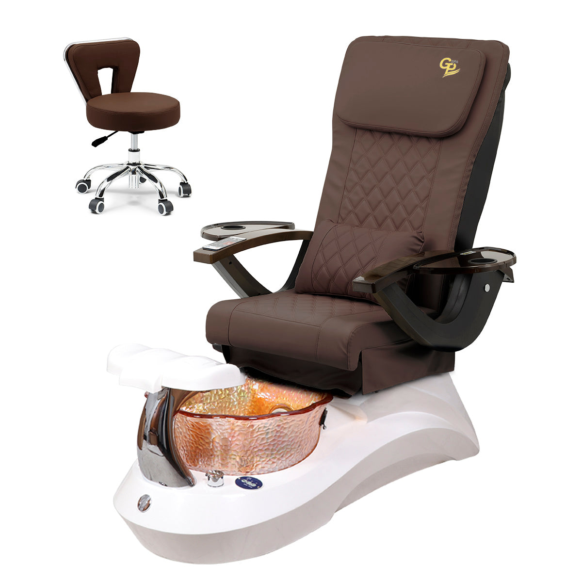 Ghế Spa Falcon Pedicure Trọn Bộ Kèm Ghế Pedi - Đế Trắng - Bát Cam - Da C01